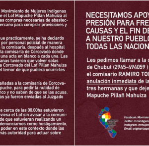 ¡PERSECUCIÓN Y ARMADO DE CAUSA A TRES MUJERES MAPUCHE!