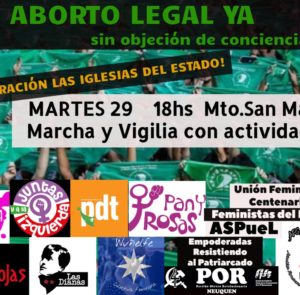 Concentración y movilización por el derecho al aborto legal