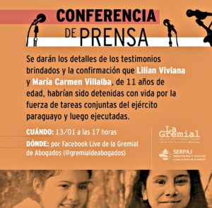 Lilian y María Villalba, de 11 años, fueron detenidas con vida y luego ejecutadas por la Fuerza de Tarea Conjunta del Ejército Paraguayo