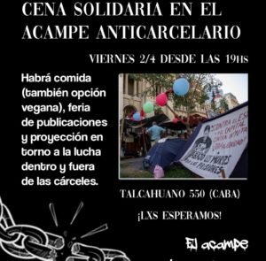 Cena solidaria en el acampe frente a la Corte Suprema