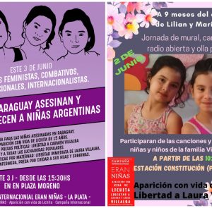 Acciones en la CABA y en La Plata a 9 meses del asesinato de la niñas Lilian y María por la Fuerza de Tarea Conjunta de Paraguay