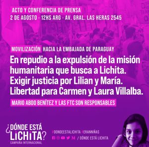 Concentración ante la Embajada de Paraguay y conferencia de prensa por la expulsión de la Misión Humanitaria