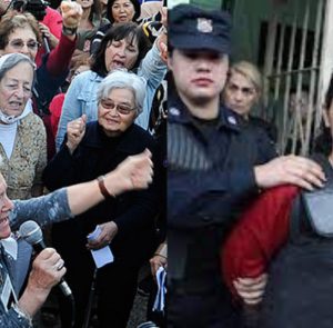 Abrazo de Carmen Villalba a la 41 Marcha de la Resistencia