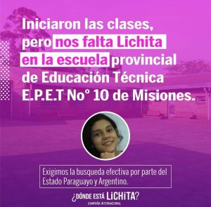 Empezaron las clases, pero NOS FALTA LICHITA en la Escuela Provincial Técnica N° 10 de Puerto Rico, Misiones