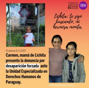 Paraguay: nueva  presentación por la desaparición forzada de “Lichita” Oviedo Villalba