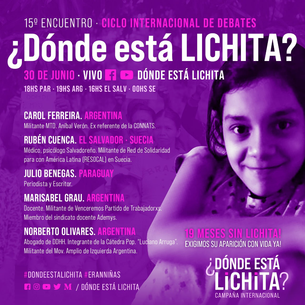 15° Encuentro del Ciclo Internacional de Debates ¿Dónde está Lichita?