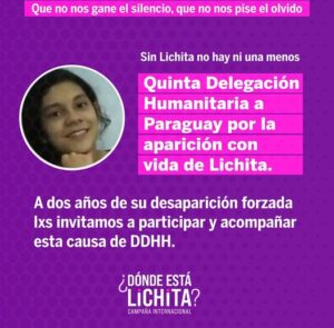 Quinta delegación humanitaria a Paraguay por la aparición con vida de Lichita