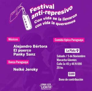La Plata: Festival Solidario Antirrepresivo ¿Dónde está Lichita?