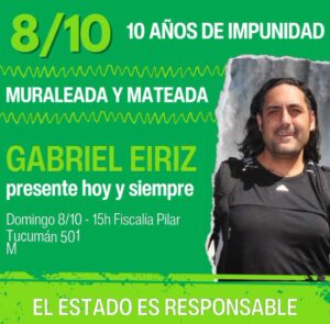 Domingo 8 de octubre: Muraleada y mateada en memoria de Gabriel Eiriz