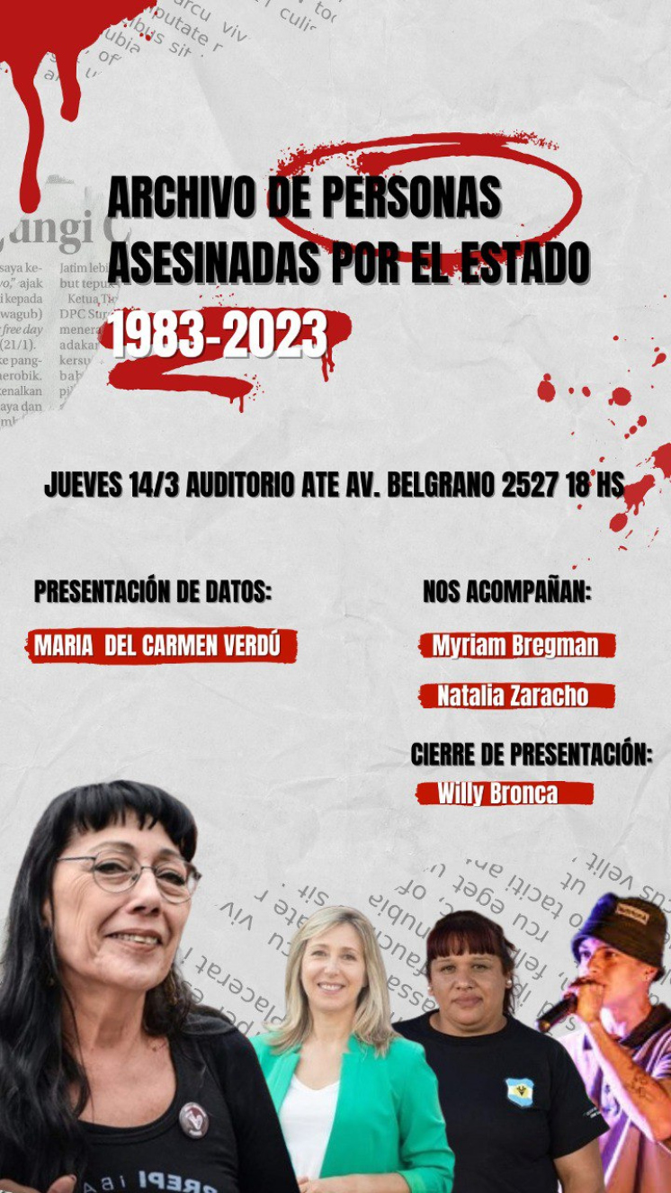 Correpi presenta el archivos de casos de personas asesinadas por el Estado1983-2023