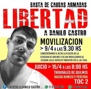 Difusión y solidaridad con Danilo Castro, preso por una causa armada