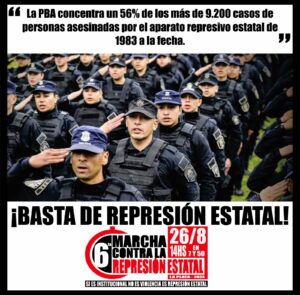 SEXTA MARCHA CONTRA LA REPRESIÓN ESTATAL – LA PLATA – 26 AGOSTO 2024