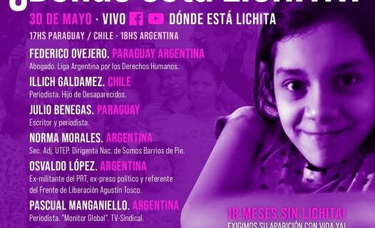 ACCIONES A 18 MESES DE LA DESAPARICIÓN FORZADA DE LICHITA. 14° ENCUENTRO DEL CICLO INTERNACIONAL DE DEBATES/ MARCHA DE ANTORCHAS A LA ESMA