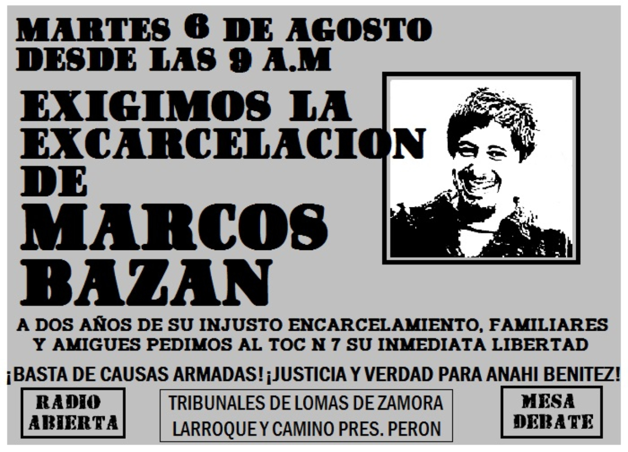 A dos años de su injusto encarcelamiento seguimos pidiendo libertad a Marcos Bazán