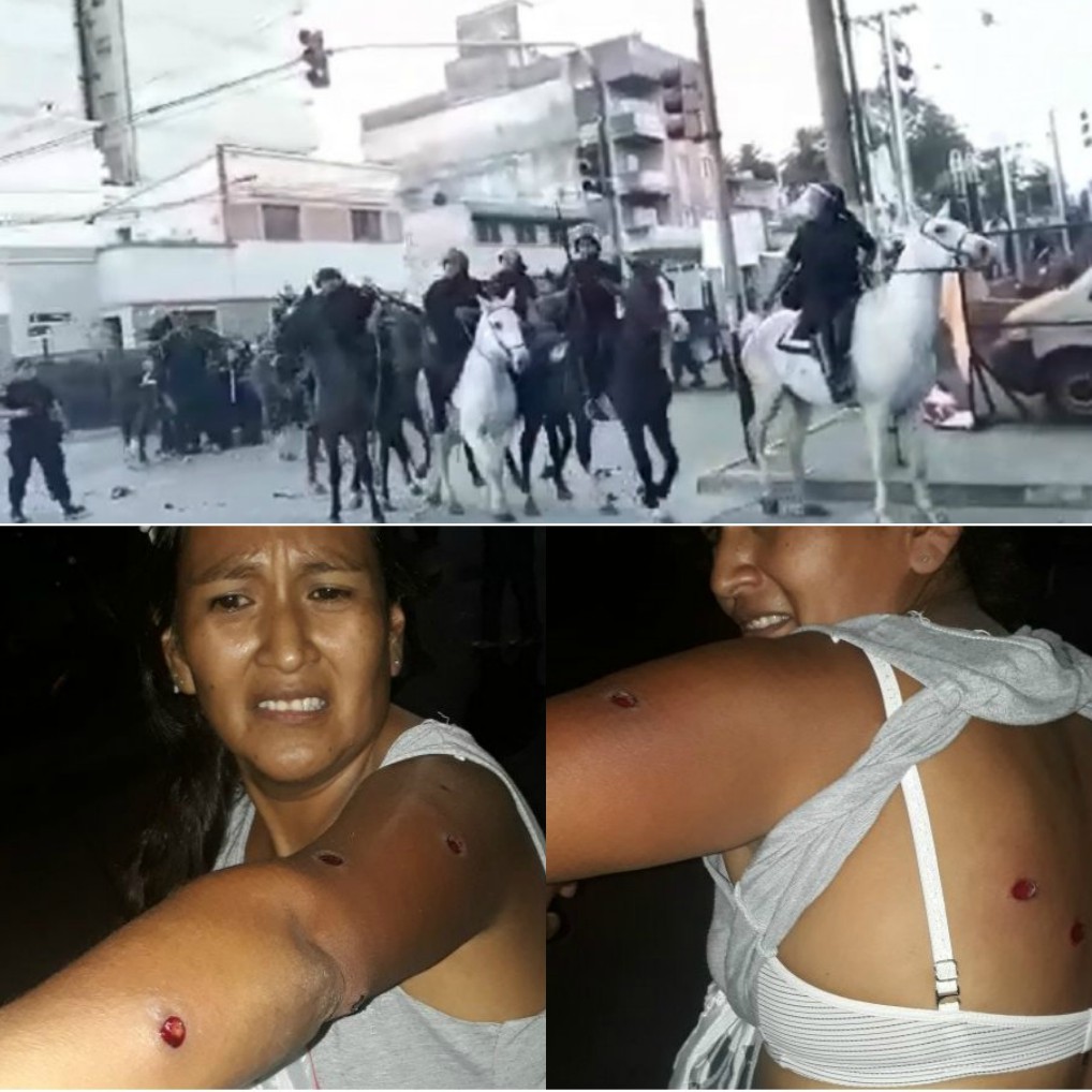 Morales llamó a la  “paz” y reprimió a madres, niños y trabajadores con perros, palos, gases lacrimógenos y balas de goma.