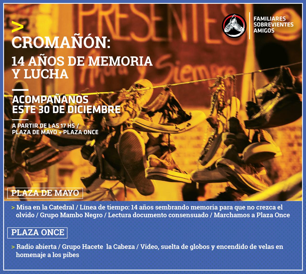 Convocatoria por lxs Pibes de Cromañón- 30 de diciembre 17.30 hs - Plaza de Mayo