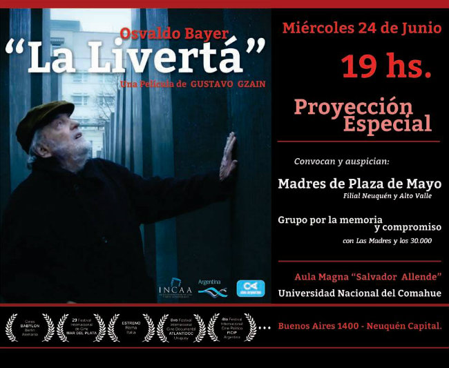 “La livertá”, documental  sobre Osvaldo Bayer