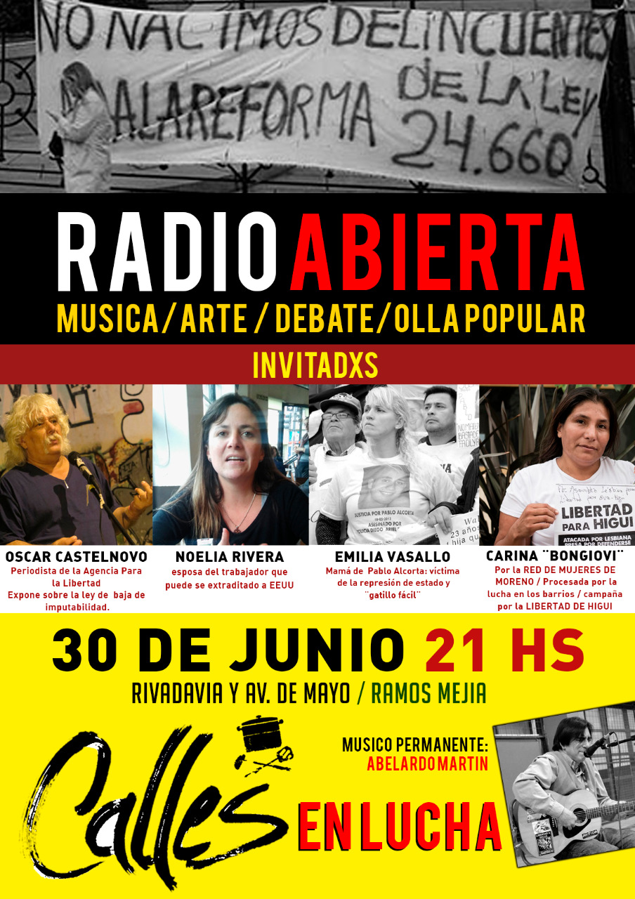 Debate, Radio Abierta y música en Ramos Mejía, viernes 30/6 - 21 horas-